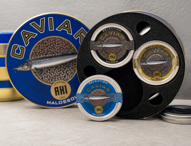 AKI Kaviar Trio "Selection" Black/Blue/Golden Label